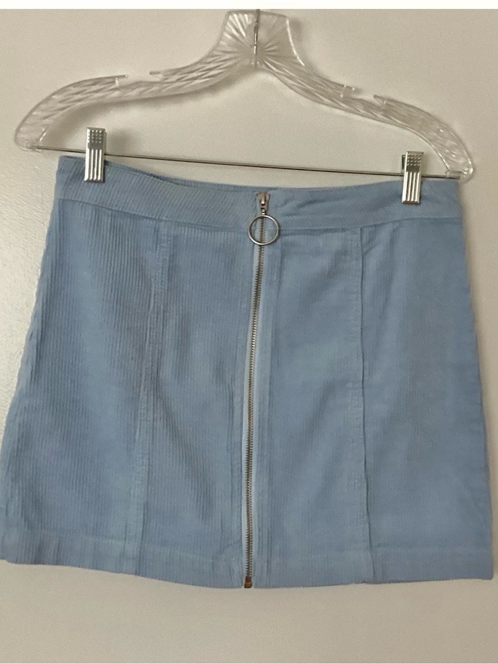Forever 21 Light Blue Corduroy Zip-Front Mini Skirt
